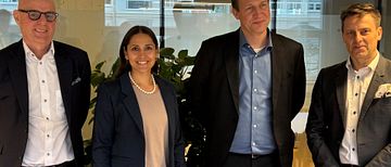 The signing team - from left: Pär Fors, NNIT; Natasha d'Souza Krogh, STAR; Kasper S. Andersen, NNIT; and Claus Balslev, STAR