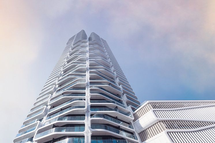 I Grand Tower i Frankfurt har fler än 400 lägenheter utrustats med Uponor Combi Port lägenhetscentral. Nu kommer tekniken till Sverige.