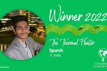 Vinnaren av Children’s Climate Prize 2022 är 17-åriga Sparsh från Indien med sin innovation The Thermal Floater
