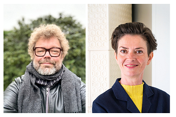 Morten Søndergaard (left) is the head curator of the 13th edition of MOMENTUM in Norway, which is the first biennale with new director Lise Pennington (right). Photos: Morten Søndergaard, Ingeborg Øien Thorsland.