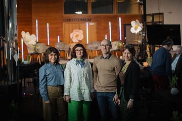 Från vänster: Anette Winblad von Walter, kulturchef Region Norrbotten, Fredrika Johansson, projektledare North Creative Nodes, Henrik Bucht, vd Piteå Science Park och Ulrika Lind, kulturstrateg Piteå Science Park. Fotograf: Jens Ökvist