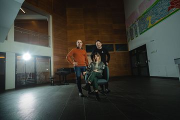 Henrik Bucht, vd Piteå Science Park, Roger Norén, konserthuschef Studio Acusticum Piteå Science Park och Ulrika Lind, kulturstrateg Piteå Science Park. Fotograf: Jens Ökvist 
