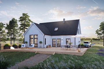 Vinkelhuset LB Start 171 kan erbjuda upp till sex sovrum. Huset kan köpas med inredd eller oinredd ovanvåning,