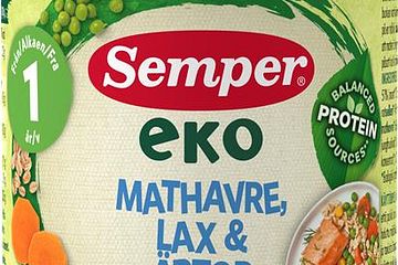 Takaisinveto Semper EKO Kauraa, lohta & herneitä 1 v luomu lastenateria 