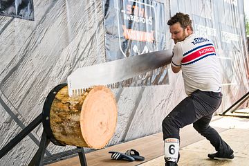 Norske Vebjørn Sønsteby vinner bronse i TIMBERSPORTS® Nordic Cup 2024.