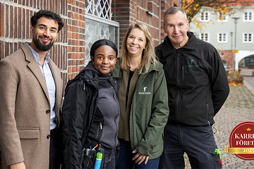 Fyra av kollegorna på Poseidon. "Ambitionen är att fortsätta attrahera och bygga plats för talanger som vill bidra och vara en självklar del av lösningen för ett bättre Göteborg", säger HR-chef Daniel Svärd.