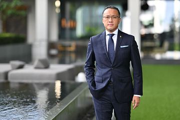 General Manager Jason Leung is seen at the Garden Terrace Lawn, Level 11, at Pan Pacific Orchard.