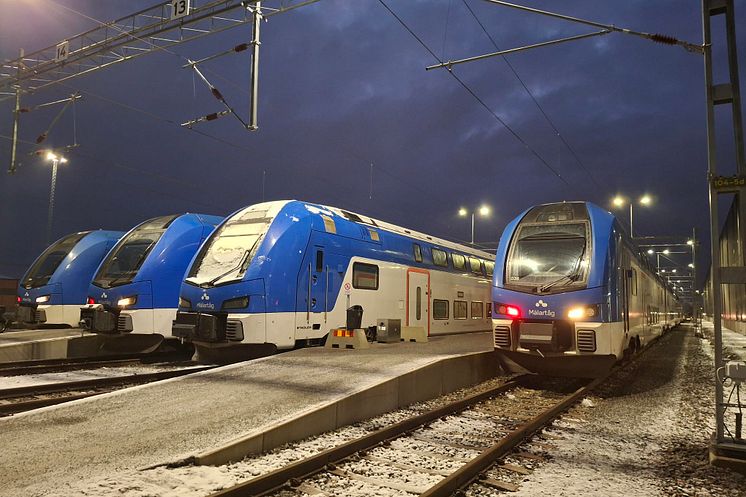 Mälartåg utanför Gredbydepån där Transdev bedriver stora delar av sitt underhållsarbete.