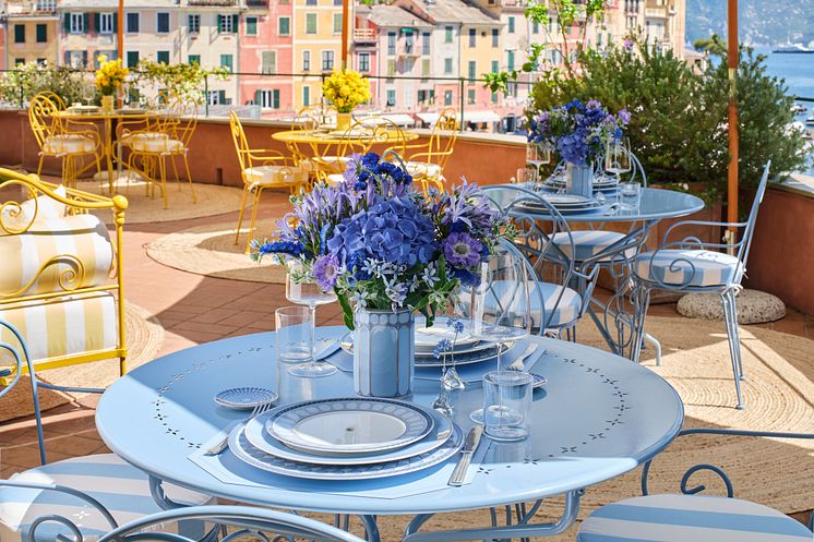 Swarovski x Rosenthal SIGNUM Kollektion auf der Terrasse des Cracco Restaurants in Portofino 
