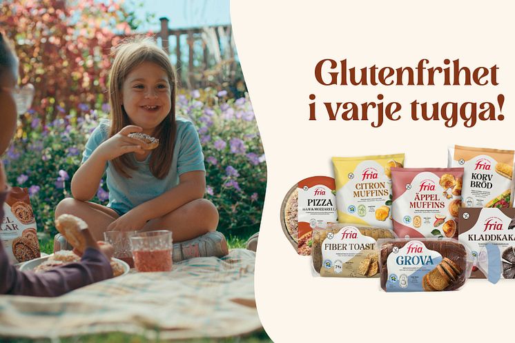 Frias nya kommunikationskoncept "Glutenfrihet i varje tugga" och ny förpackningsdesign.