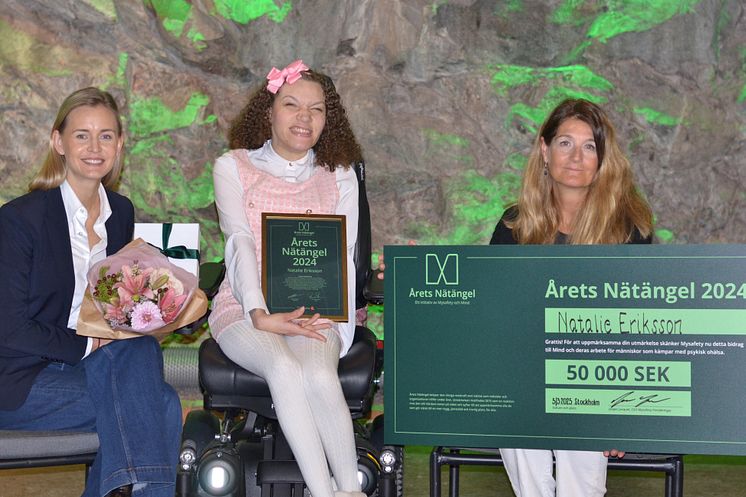 Sarah Hoof, CCO Mysafety, Natalie Eriksson och Petra Lindskog, kommunikations-och insamlingschef på Mind.