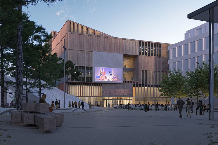 SKH:s nya byggnad, sedd från Evenemangstorget. Visionsbild: 3XN Arkitekter