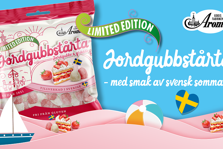 En somrig nyhet från Godisfabriken Aroma - Jordgubbstårta i påse,