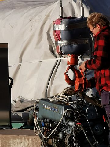 Lifting out the old diesel engine