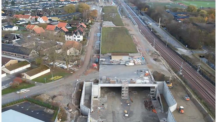 Trafikverkets tunnelbygge i Åkarp, bild från hösten 2021