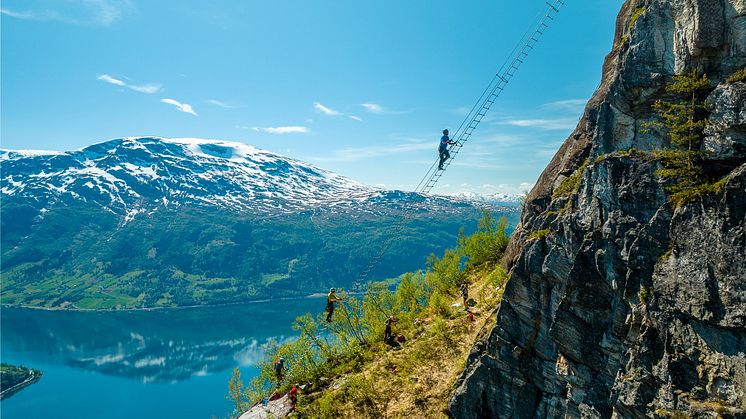 The "Stigull" stairway is a part of the Loen Via Ferrata in the village of Loen in Norway. Photo: Lars Korvald