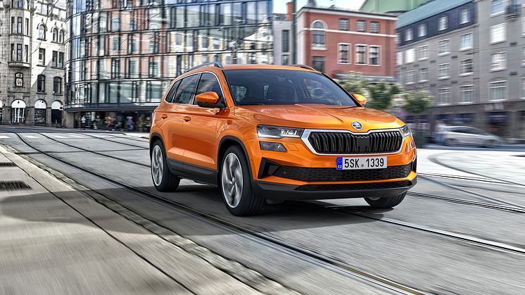 Den nye ŠKODA KAROQ har bl.a. en redesignet front med en mere markant fremtoning.