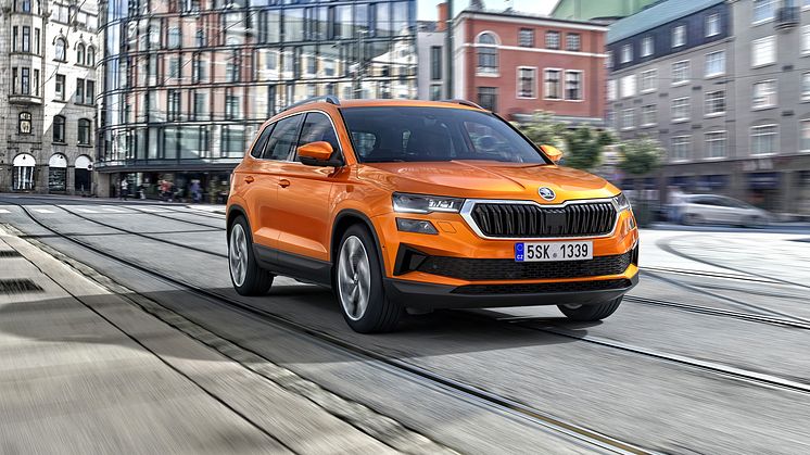 Den nye ŠKODA KAROQ har bl.a. en redesignet front med en mere markant fremtoning.