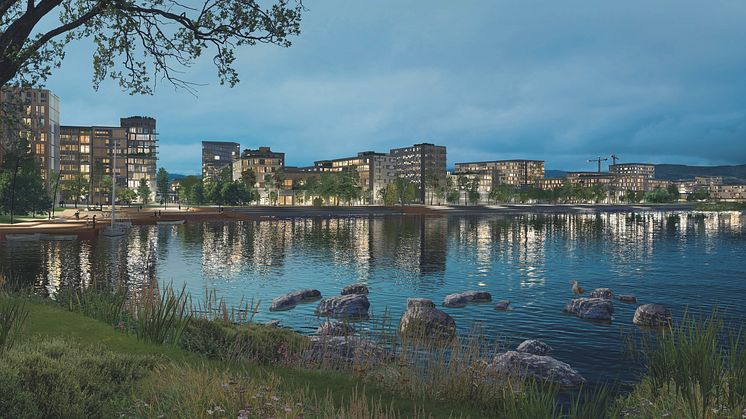 Fjordbyen sett fra Odden. 