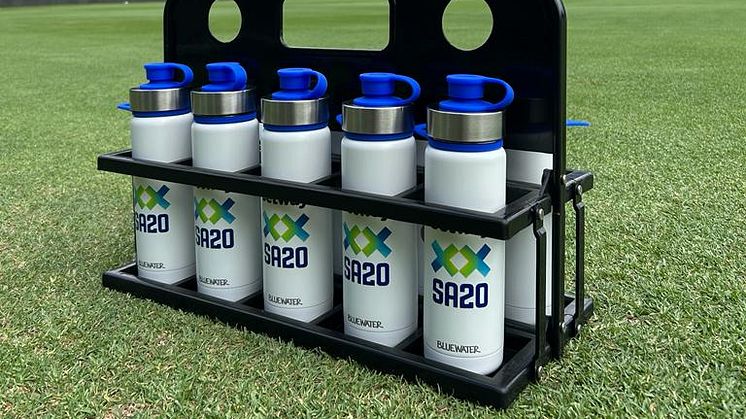 Bluewater reuseable water bottles are bowling out the need for single-use plastic bottles at SA20 cricket matches