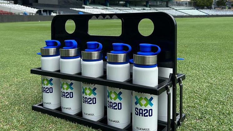 Bluewater reuseable water bottles are bowling out the need for single-use plastic bottles at SA20 cricket matches