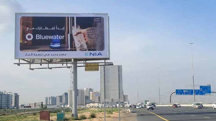 Making a splash for water purification in Dubai, Bluewater has joined with its Middle East partner with NIA to launch an eye-catching outdoor advertising campaign.