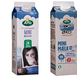 Arla 24 og Harmonie Minimælk med 0,4 % fedt