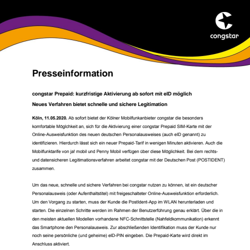 PM_congstar Prepaid_kurzfristige Aktivierung ab sofort mit eID möglich .pdf