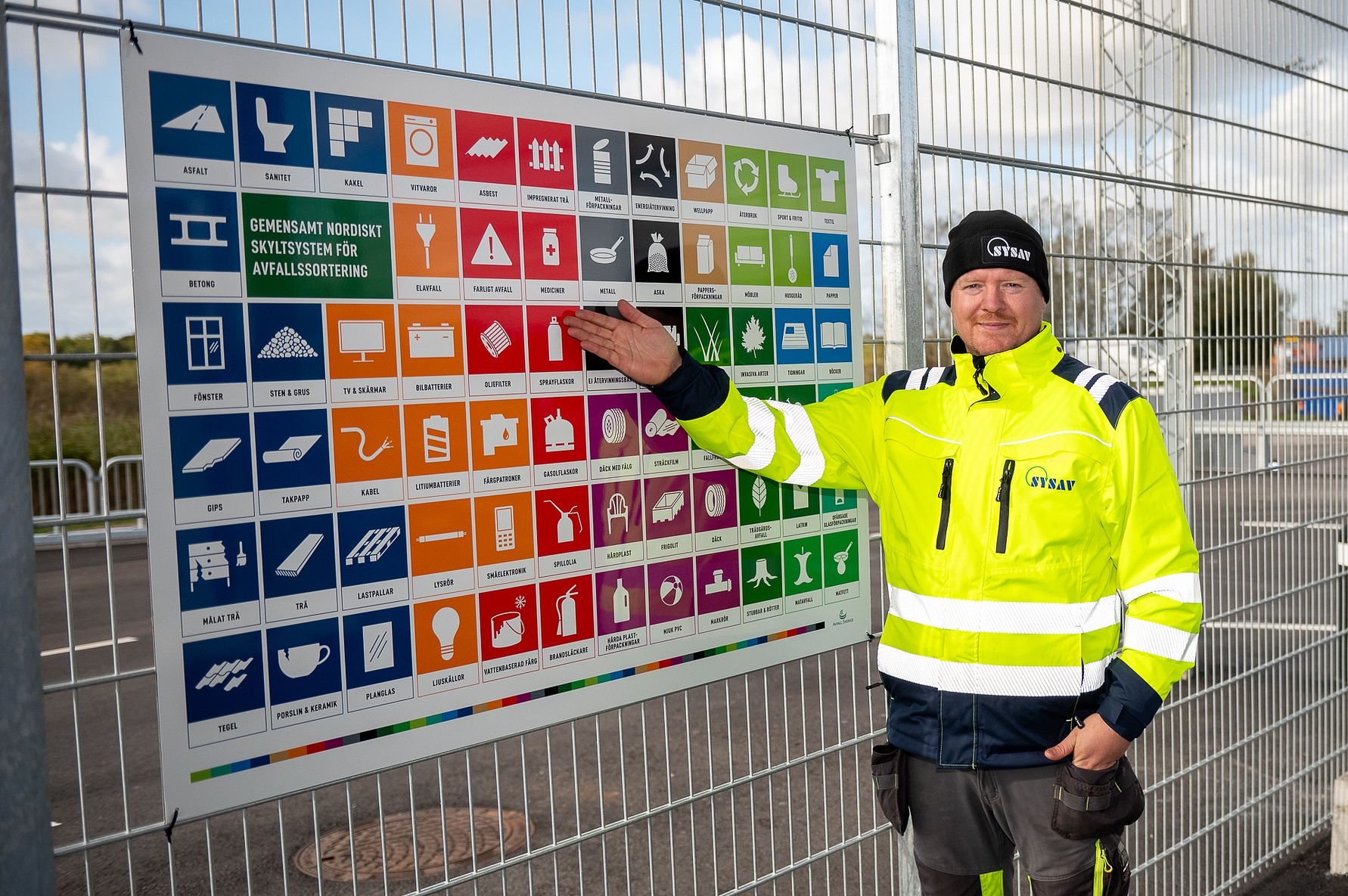 Under 2025 uppdaterar Sysav symbolerna på alla återvinningscentraler i enlighet med en ny nordisk standard.
