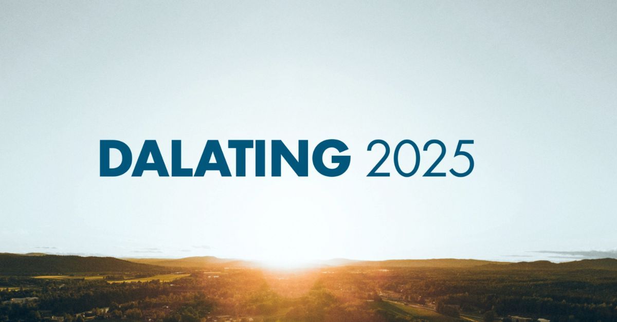 Landskap i Dalarna med texten Dalating 2025