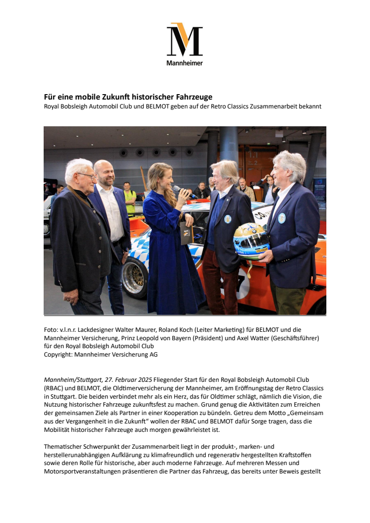 Pressemitteilung: Für eine mobile Zukunft historischer Fahrzeuge