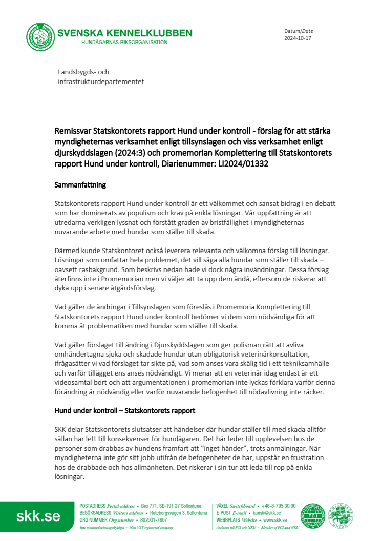 Svenska Kennelklubben_Statskontorets rapport Hund under kontroll m fl.pdf