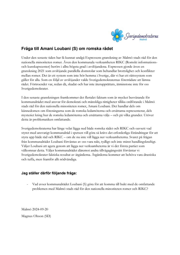 Olsson Fråga (SD) Romska rådet.pdf