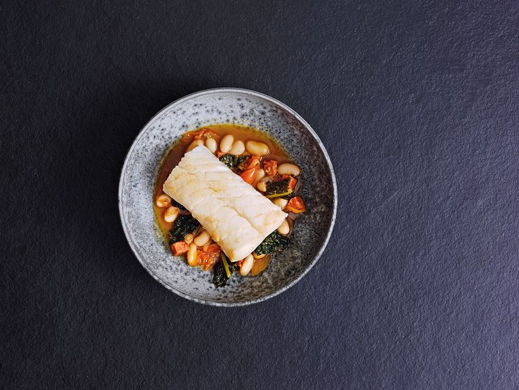 Chef Michel Roux's stewed Skrei cod with cannellini beans and chorizo.jpg