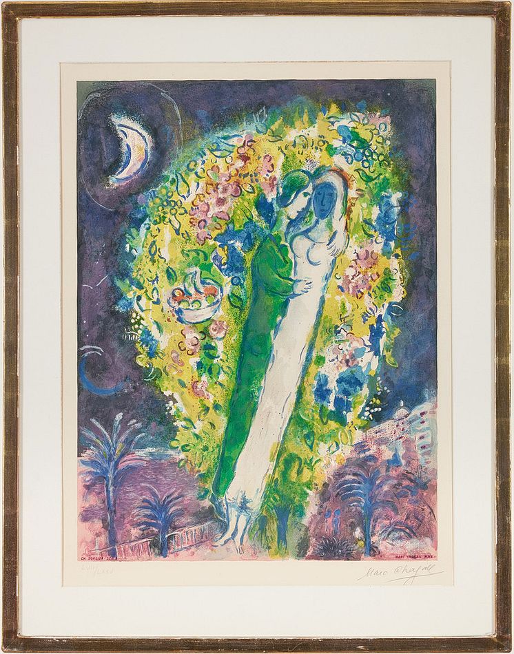 "Couple dans les mimosas" av Marc Chagall