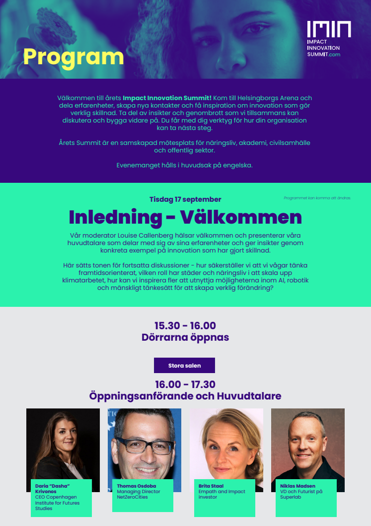 Program Impact Innovation Summit - Svensk version