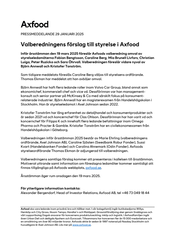 Valberedningens förslag till styrelse i Axfood.pdf