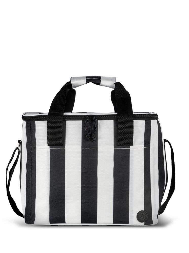 Sagaform SS25 - City stripe cooler bag large rPET Black/white 