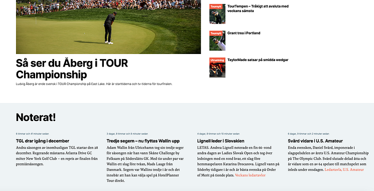Svensk Golf webb screenshot
