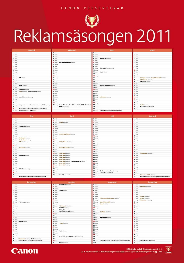 Canons reklamkalender