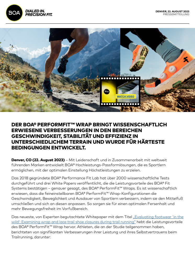 Perform Fit Wrap - Press Kit