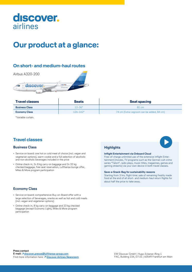 Our short- and middle-haul product at a glance