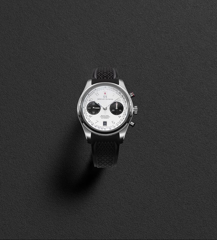 Royal Steel Chronograph 40mm White, rubber - Sjöö Sandström.jpg