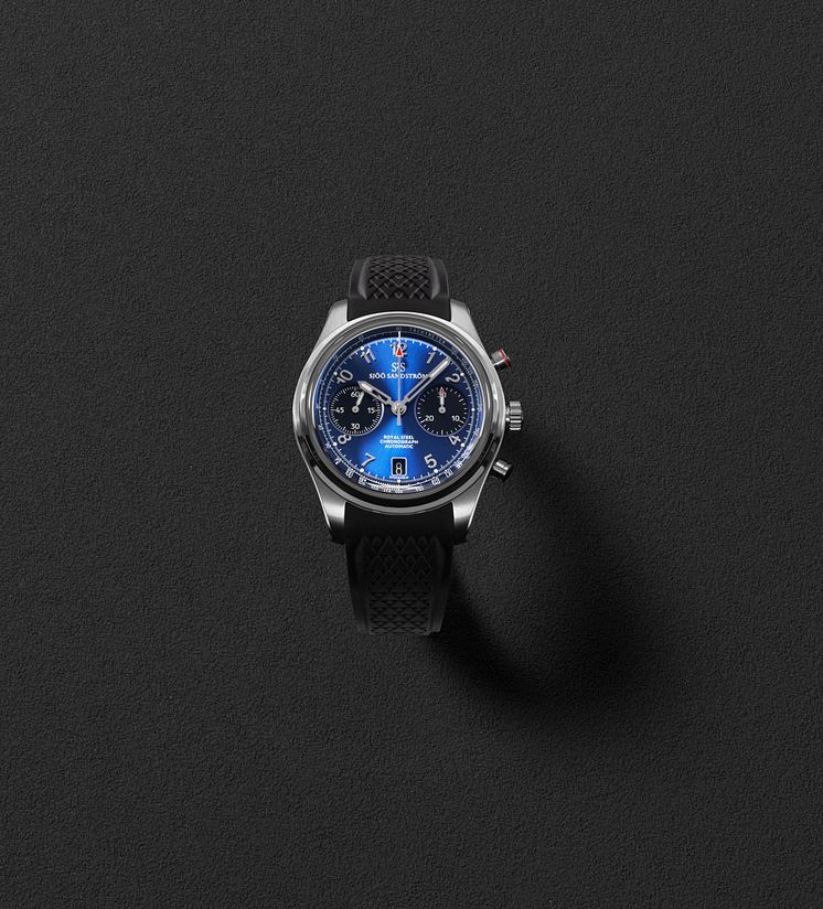 Royal Steel Chronograph 40mm Blue, rubber - Sjöö Sandström.jpg