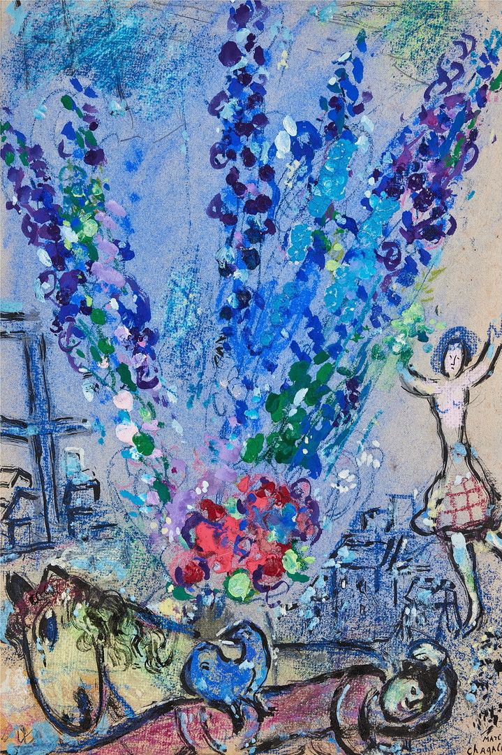 MARC CHAGALL. Repos aux glaïeuls