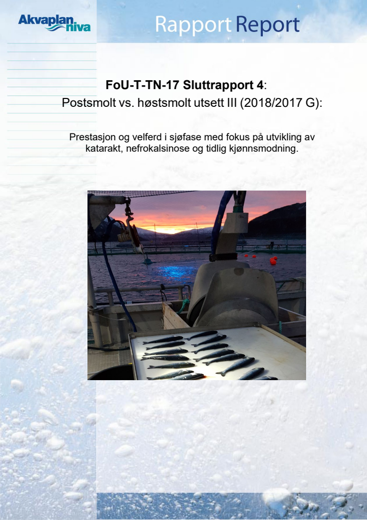 APN 8457-08 Akvaplan-niva Sluttrapport Utsett III FoU TTN-17