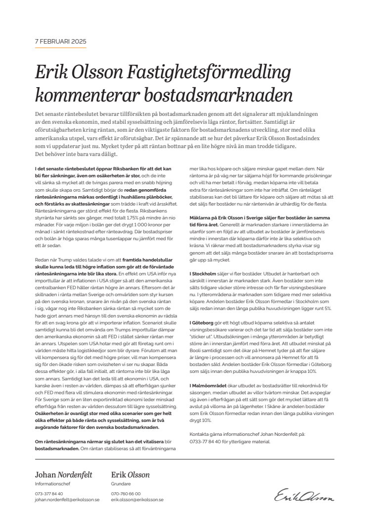 Erik Olsson Fastighetsförmedling kommenterar bostadsmarknaden 7 feb 25.pdf