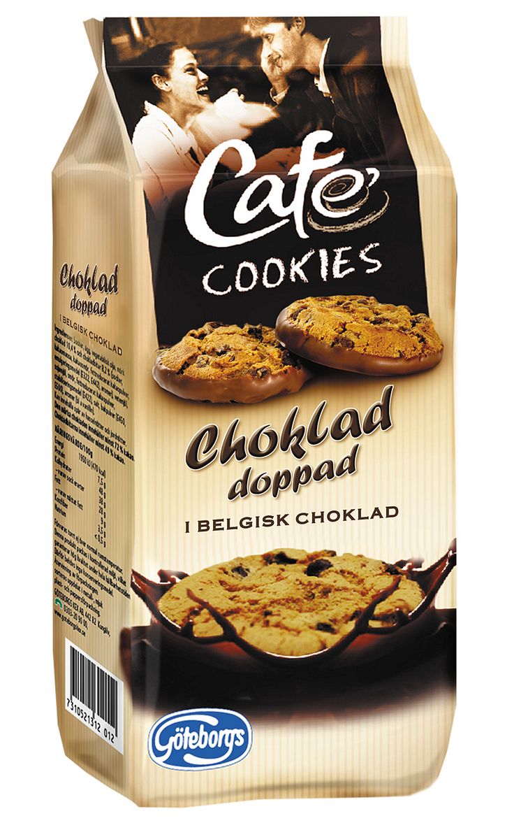 Café Cookies doppade i belgisk choklad