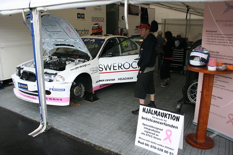 Racerföraren Mikael Eklund bidrar till bröstcancerforskning