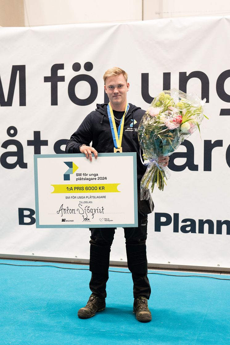 Anton Sjöqvist från Värnamo är Sveriges bästa unga plåtslagare 2024.